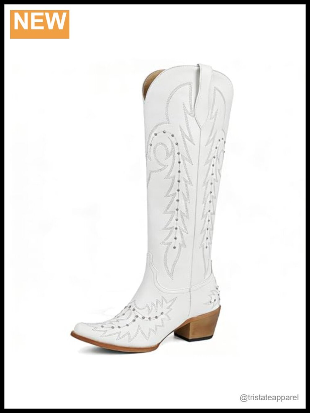 Embroidered Knee High Cowboy Boots for Women Square Snip Toe Western Country